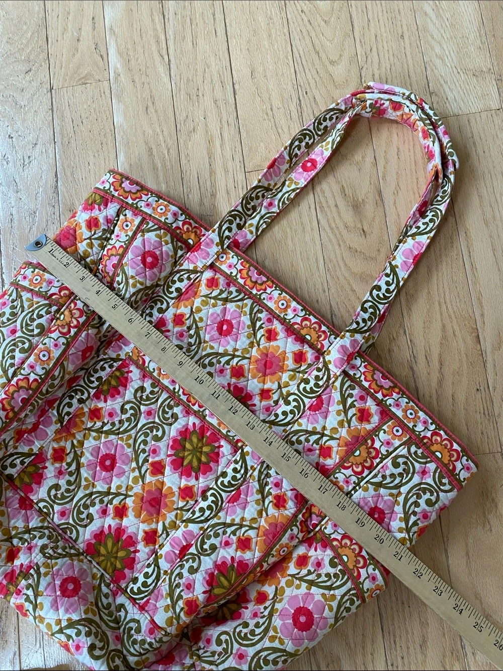 Vera Bradley Quilted Floral Tote in Pink, Orange & Olive - Picture 10 of 10